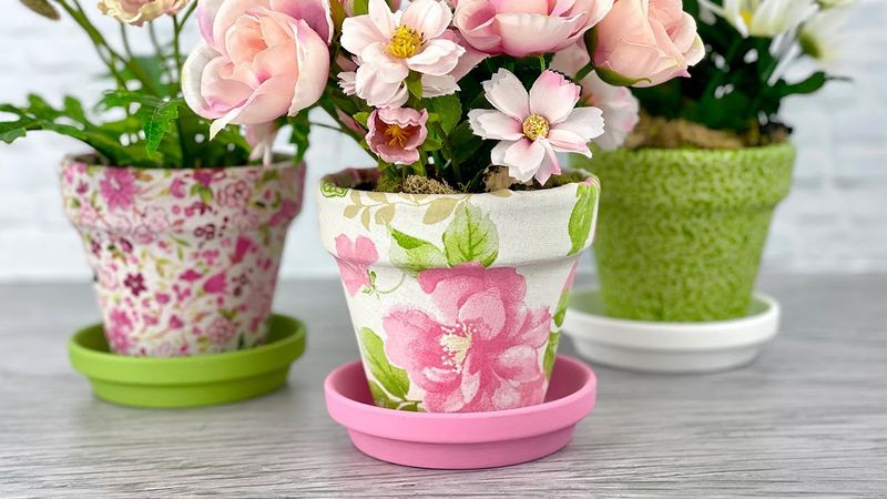 Fabric-Covered Flower Pots