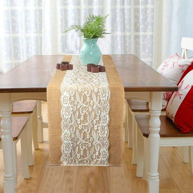 Burlap Table Runner with Stenciled Designs