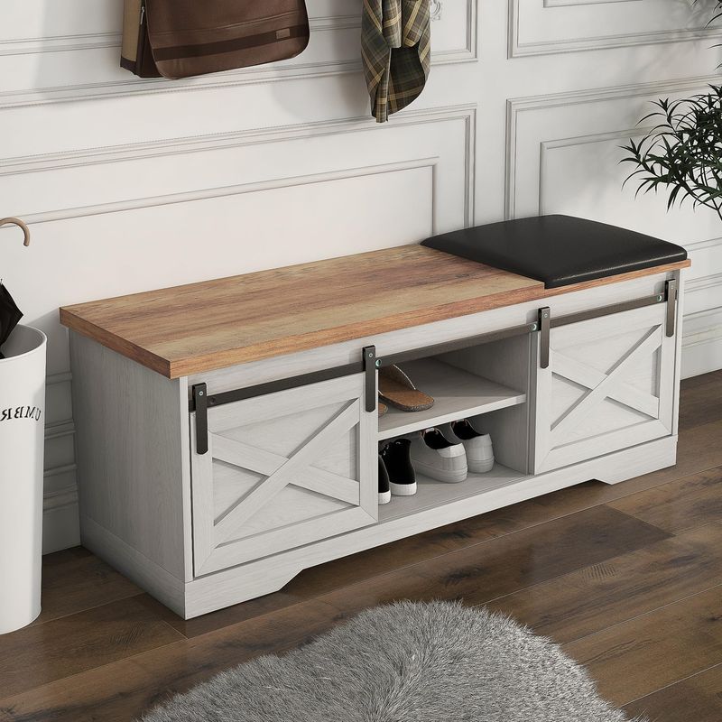 Barn-Inspired Entryway Bench