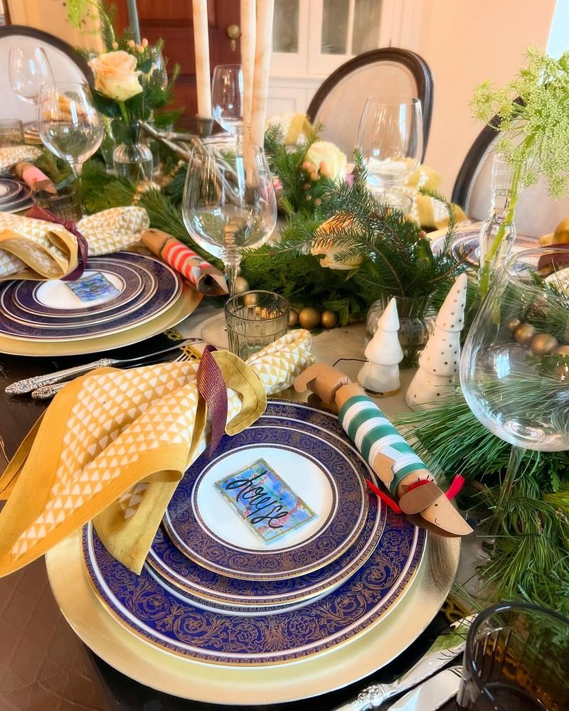 Gold and Navy Dinnerware