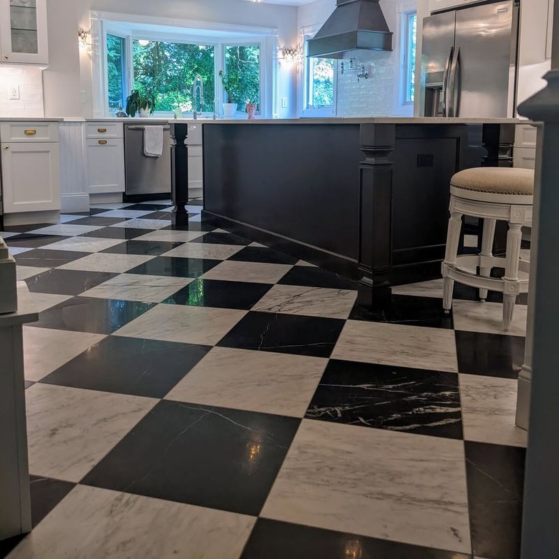 Vintage Black and White Checkerboard Floor