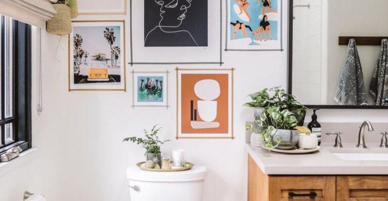 15 Gorgeous And Affordable Ways To Decorate The Wall Behind Your Toilet