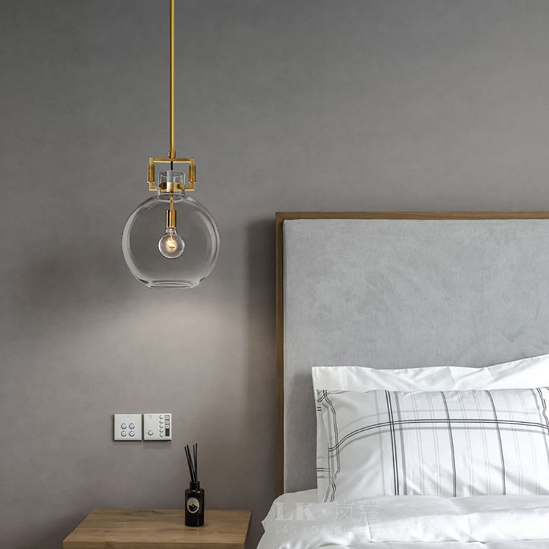 Vintage-Style Pendant Lights Hanging Over Nightstands