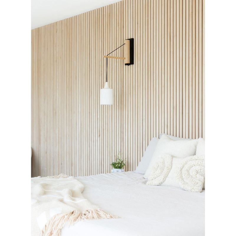 White-Painted Wood Walls with Modern Light Fixtures