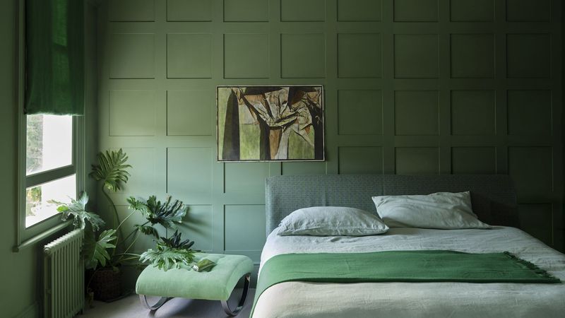 Matching Walls And Trim In Sage Green
