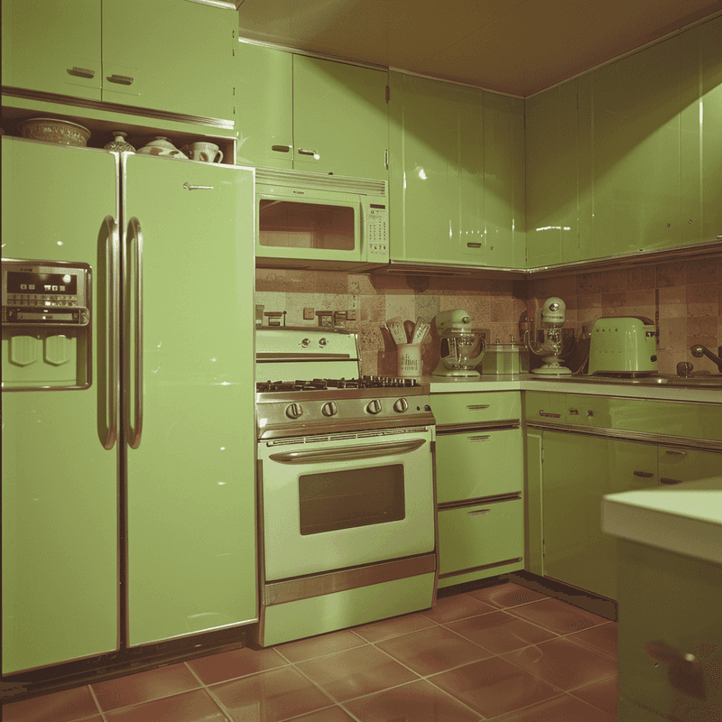 A Kitchen With Avocado-Green Appliances