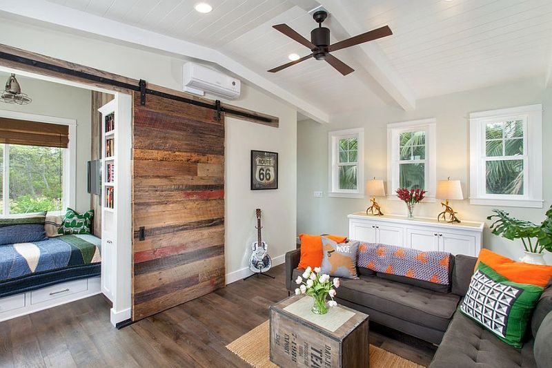 Rustic Blue Barn Door Feature