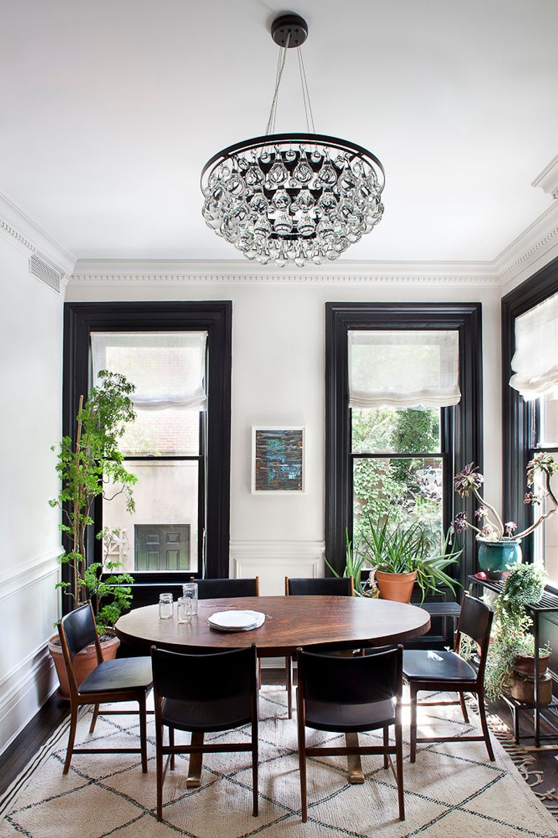 Moody Black Trim On White Walls