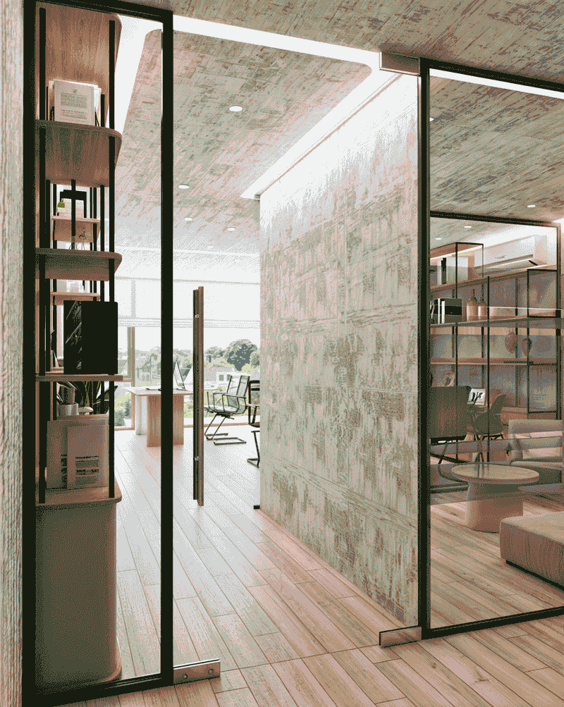 Frameless Glass with Metal Accents