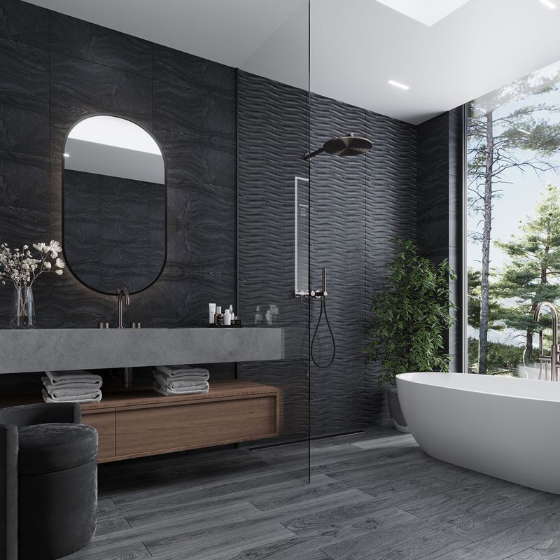 Matte black tiles