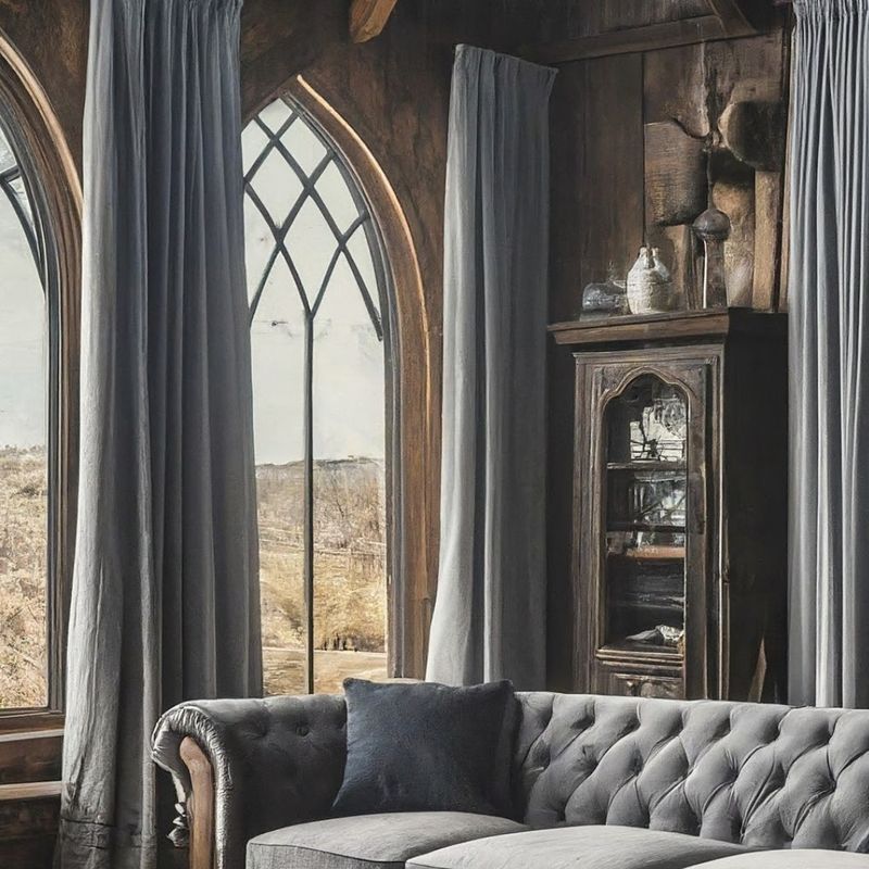Velvet Curtains Over Arched Windows