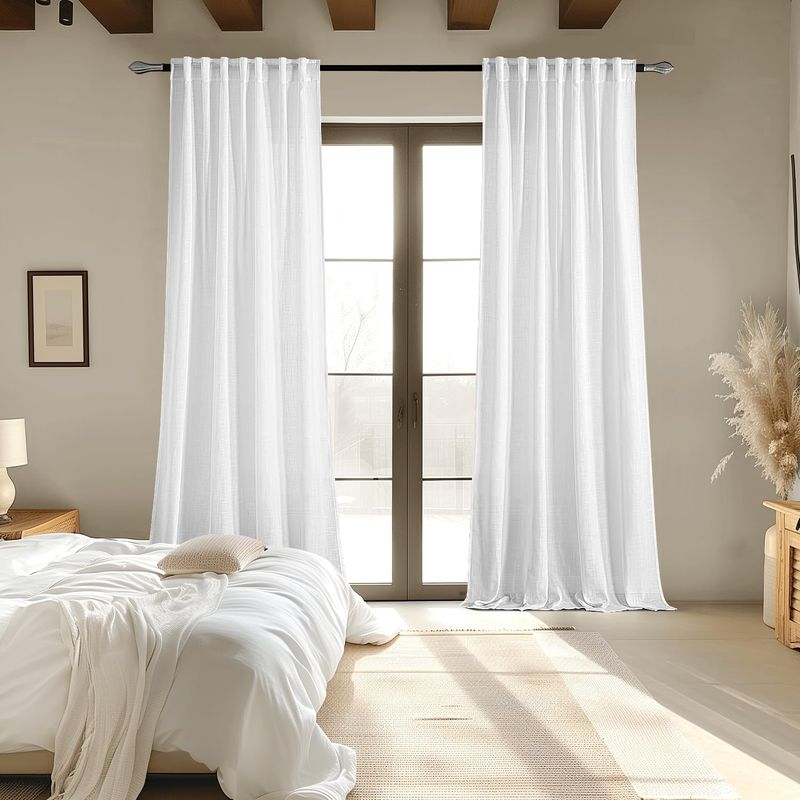 Soft White Curtains Framing Large Windows