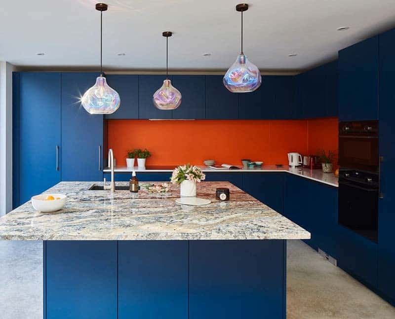 Navy And Tangerine Kitchen