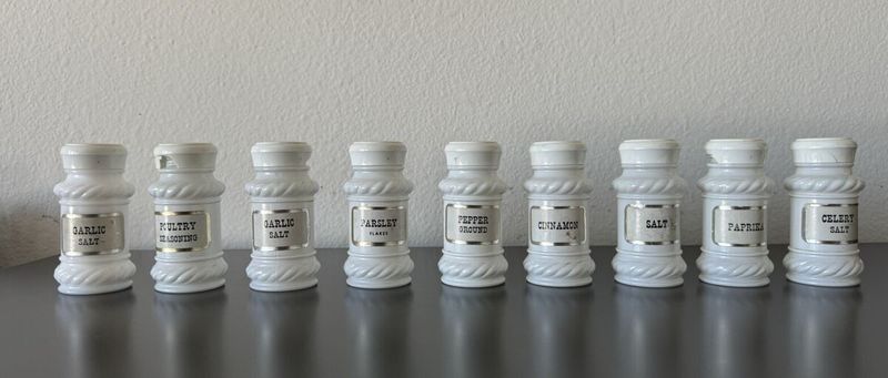 Milk Glass Spice Jars