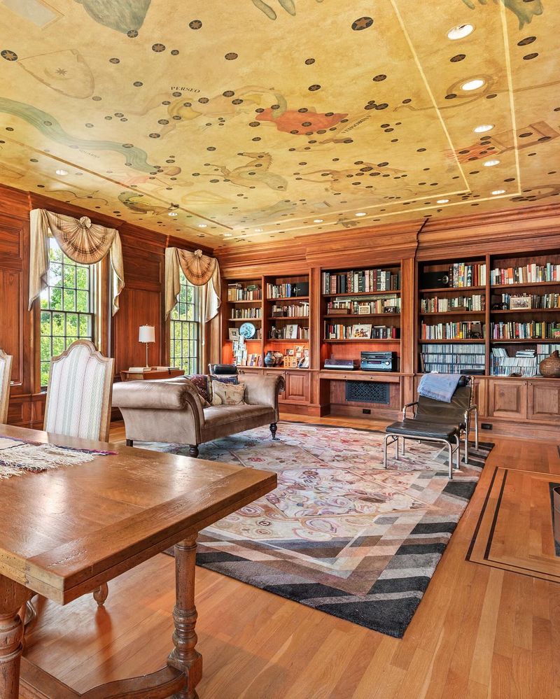 Library With Fireplace