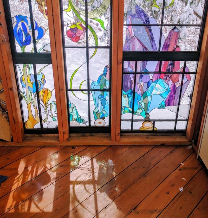 Stained-Glass Window Casting Shadows
