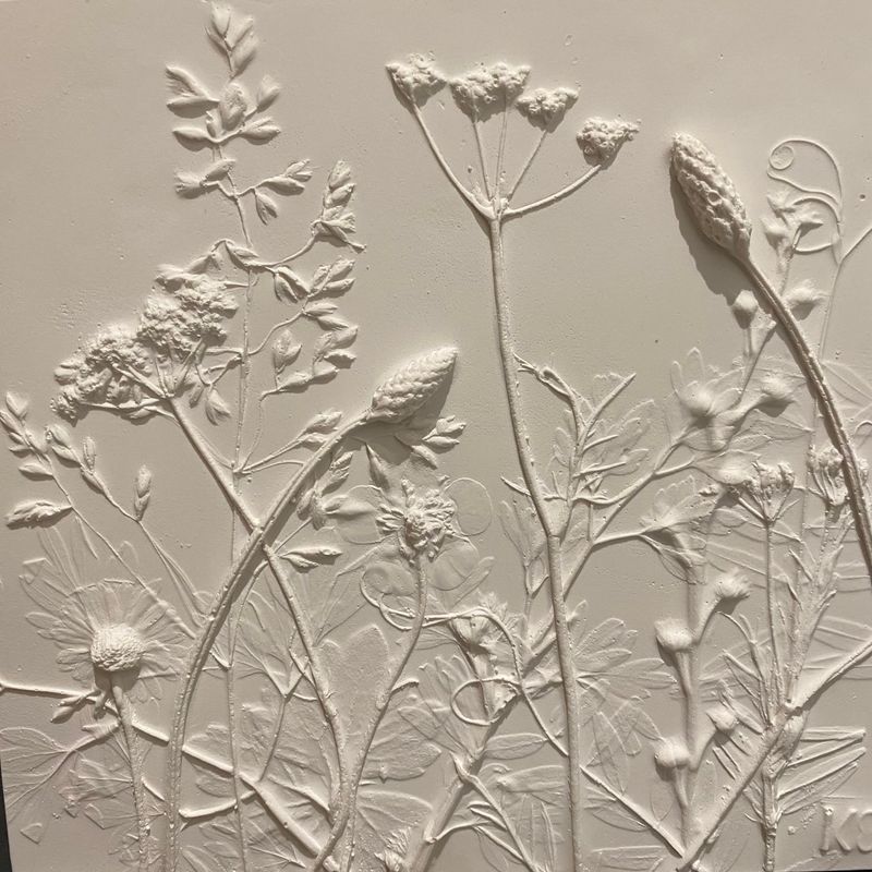 Botanical-Inspired Ceramic Relief Tiles