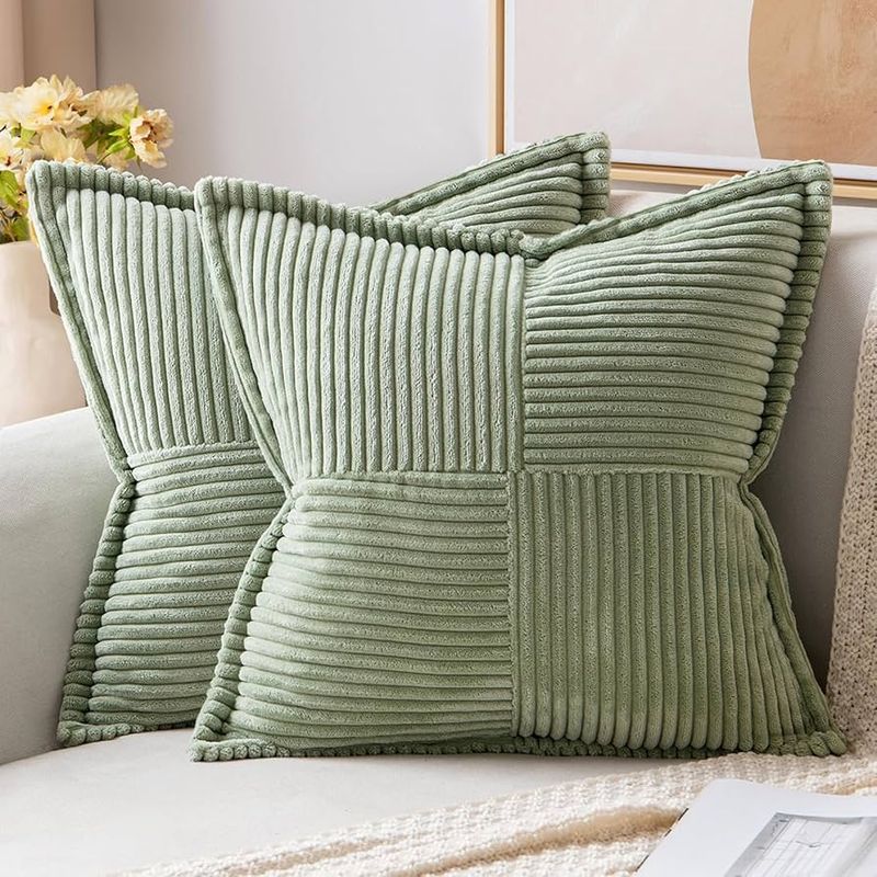 Miulee Sage Green Corduroy Pillow Covers (Set of 2) – $9.49