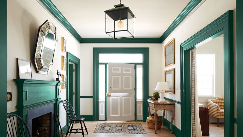Dark Green Trim With Neutral Walls