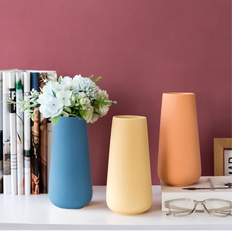 KIOXOHO Light Yellow Ceramic Vase – $17
