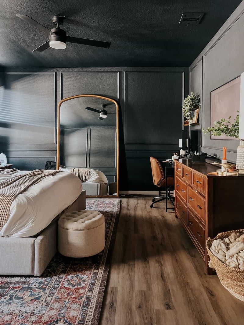 Dramatic Dark Walls With Dark Trim