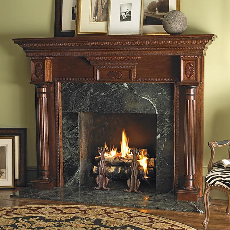 Marble Fireplace With Dark Wood