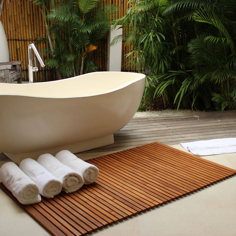 Wooden Bath Mats with Spa Vibes