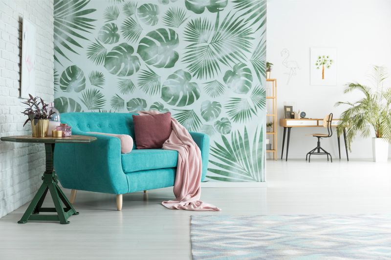 Patterned Wallpaper With Simple Furnishings