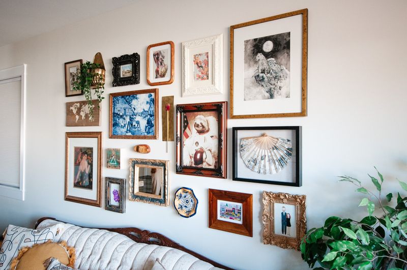 Gallery Wall of Mismatched Frames