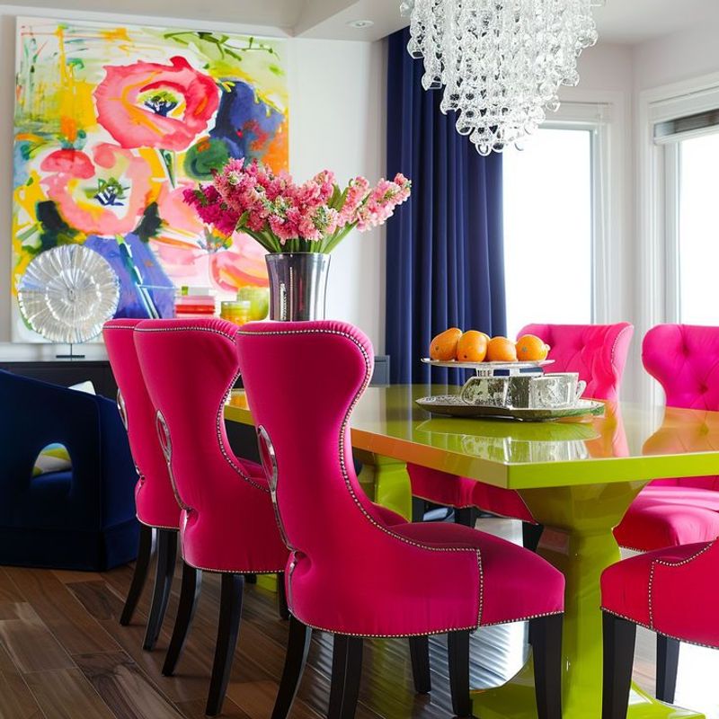 Lime Green And Hot Pink Dining Room