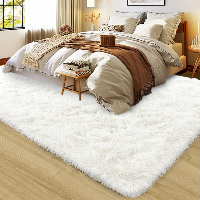 A Plush Cream Rug Anchoring a Minimalist Room