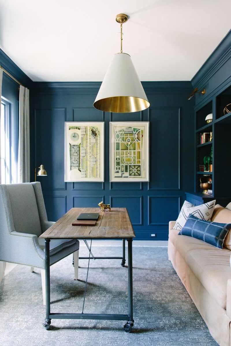 Navy Blue Trim In A Home Office
