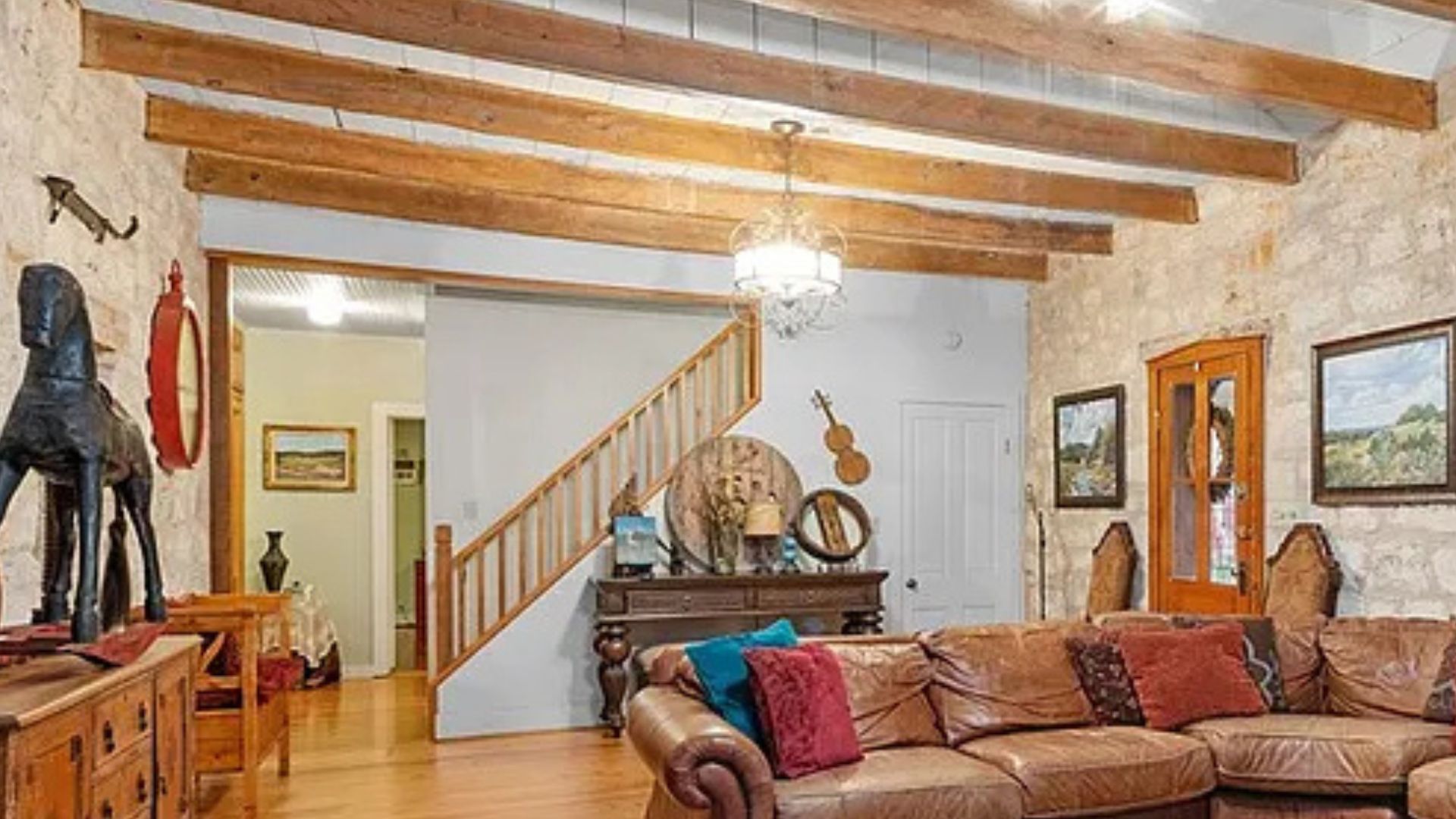 staircase in the back, handcrafted
