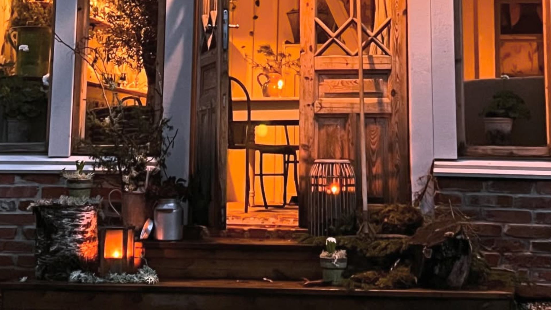 front porch at night