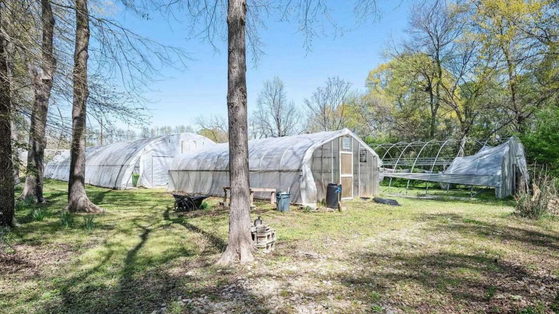 hoop houses outside
