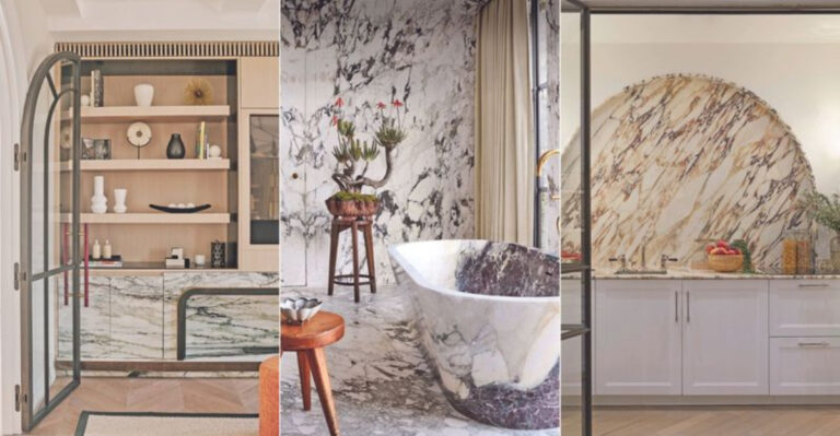 15 Bold Homes Where Matching Kitchen Backsplashes and Bathroom Tiles Spark Debate