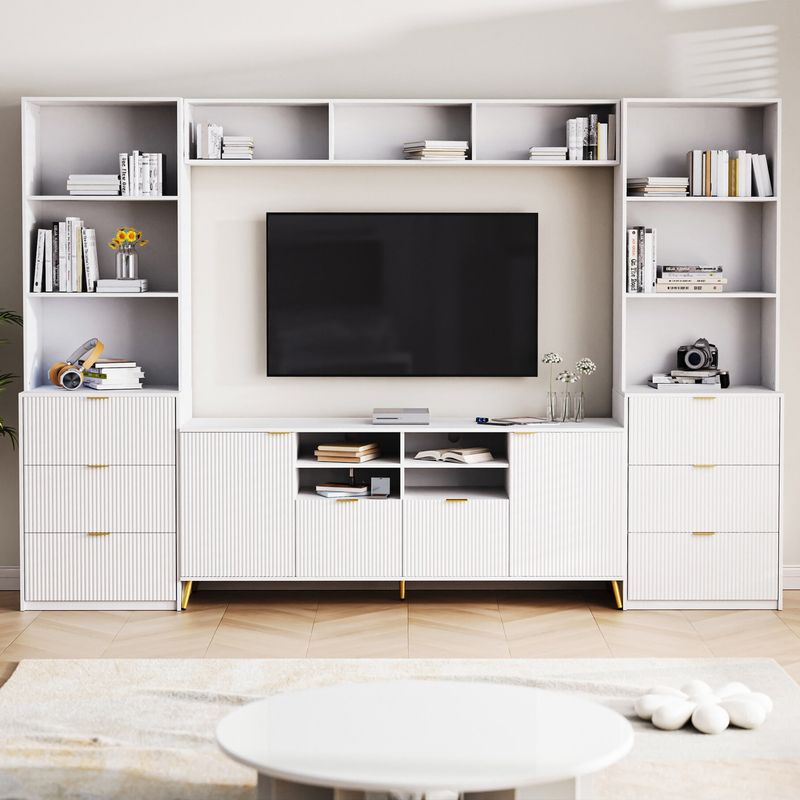 Oversized TV Stand With Empty Cabinets