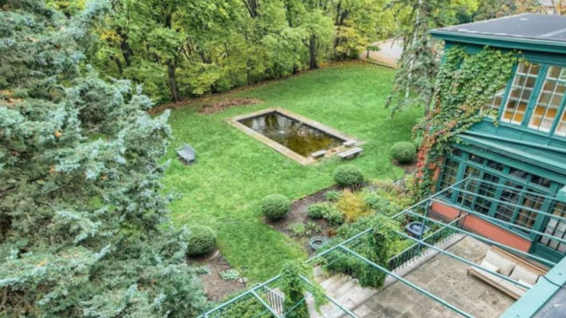 aerial view of the backyard
