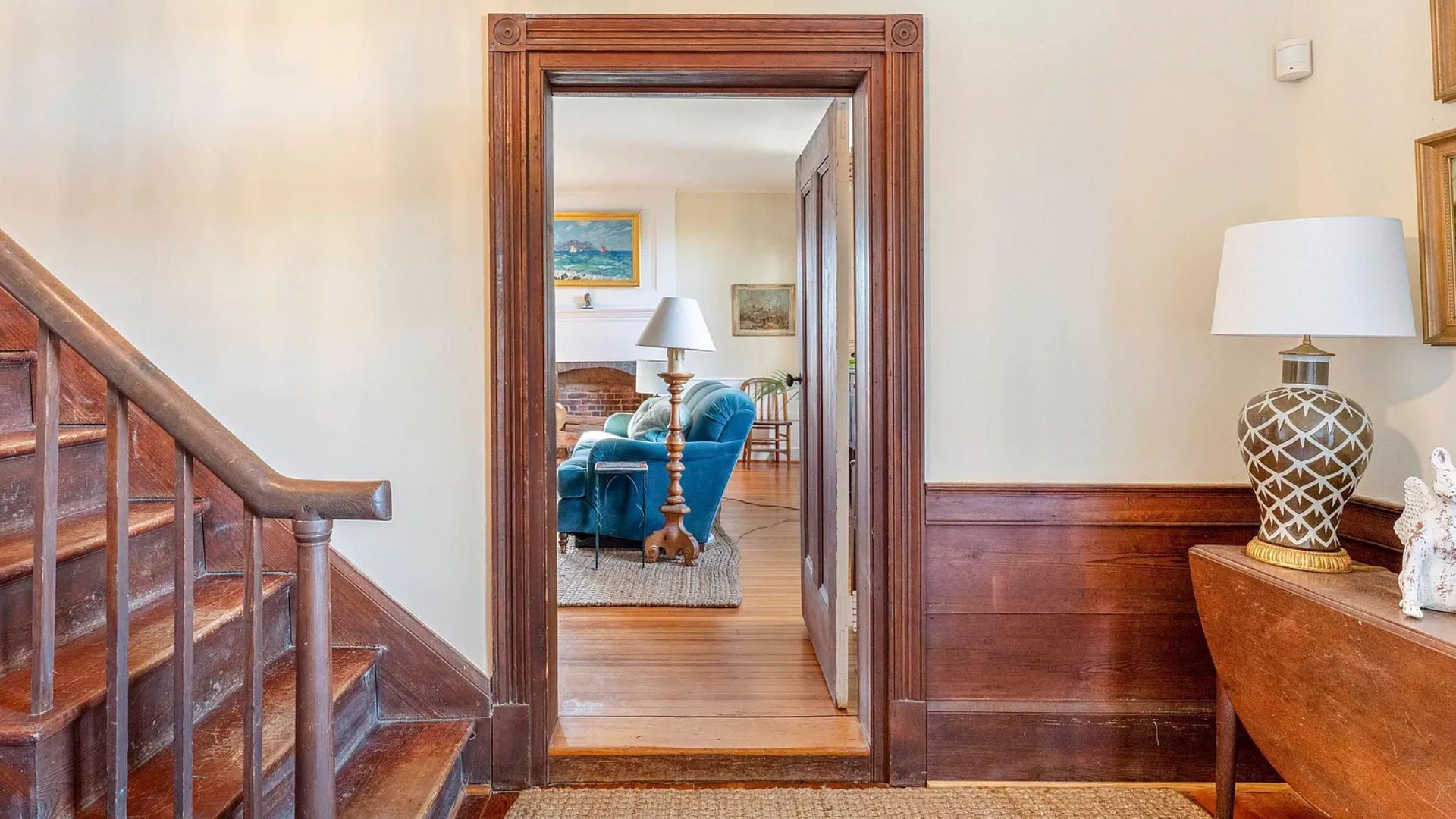 staircase on the left, photo from the hallway