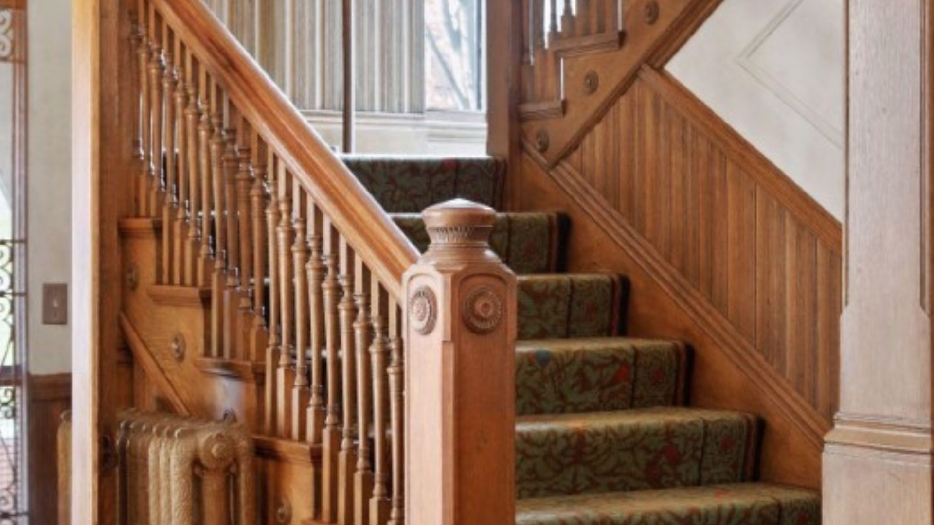 carved mahogany staircase