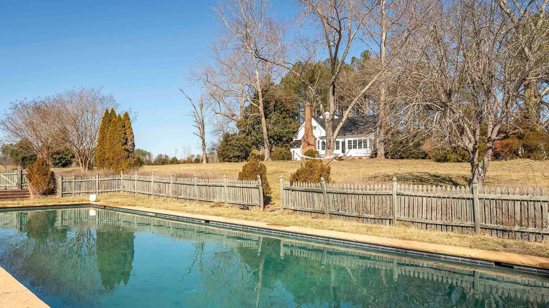 saltwater pool behind the house