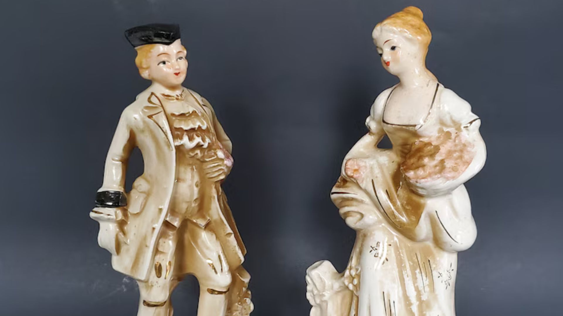 victorian figurines, lady and gentleman