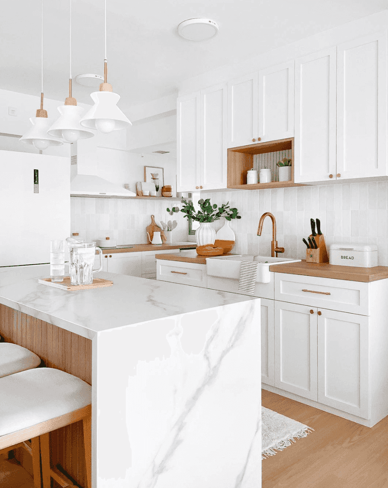 Light Countertops Make Small Kitchens Feel Spacious
