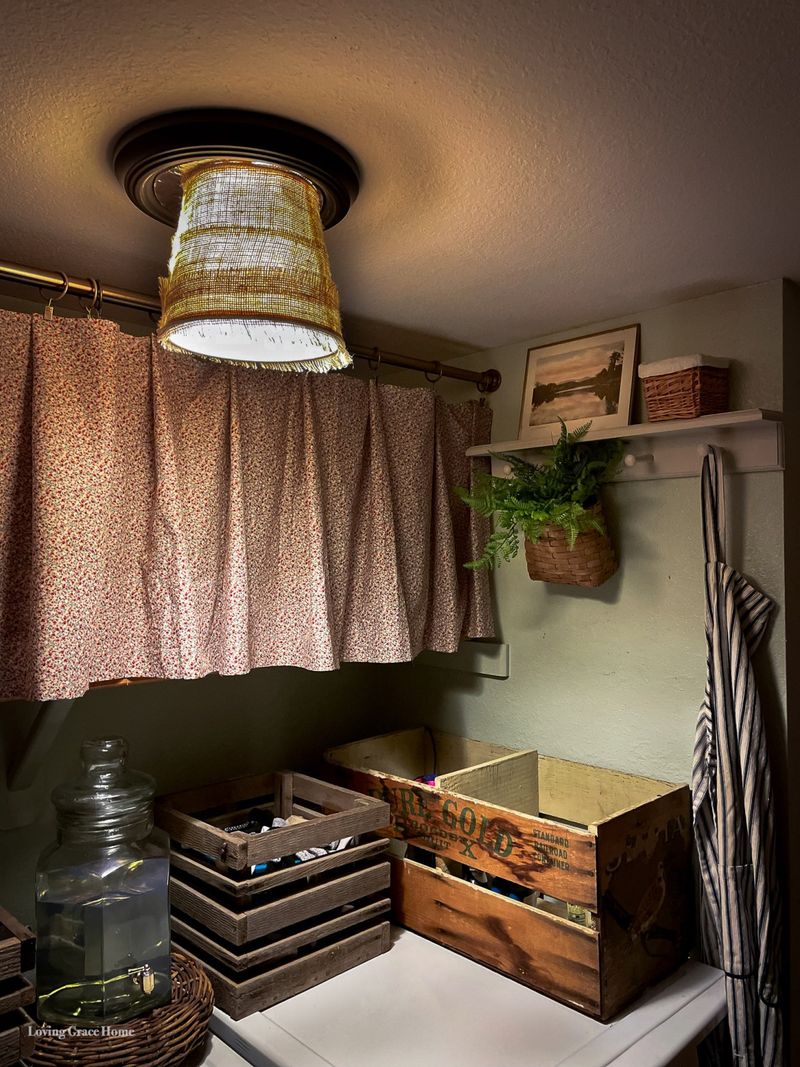 Install Curtain-Covered Open Shelving