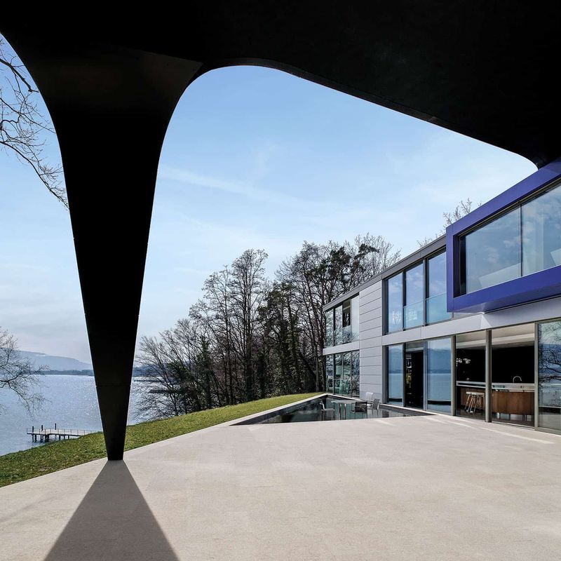 Modernist Cube On Lake Geneva