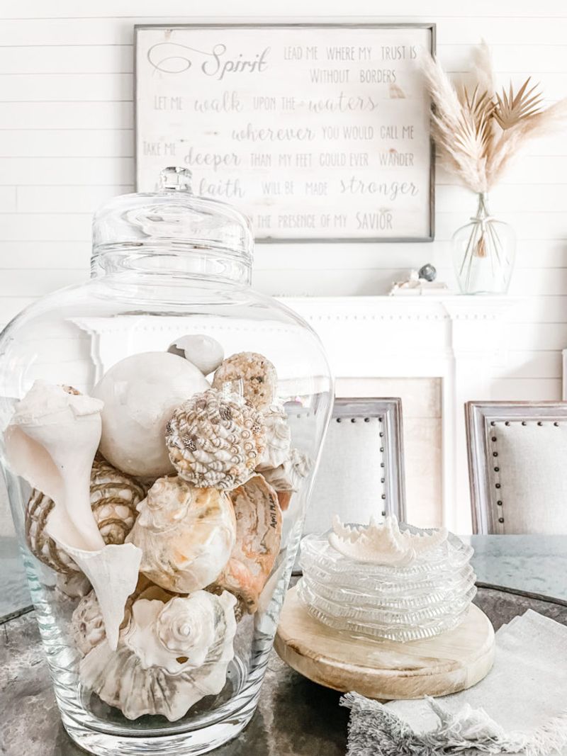 Glass Jar Seashell Display