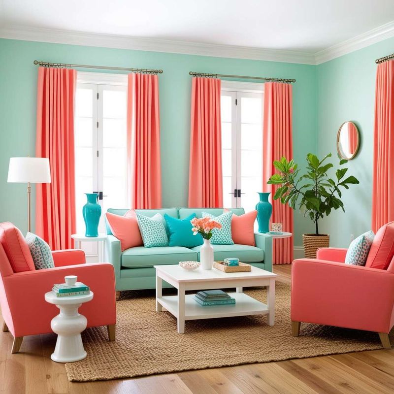 Coral and Bright Aqua