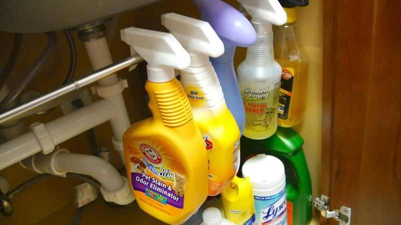 Tension Rods for Under-Sink Spray Bottle Hanging