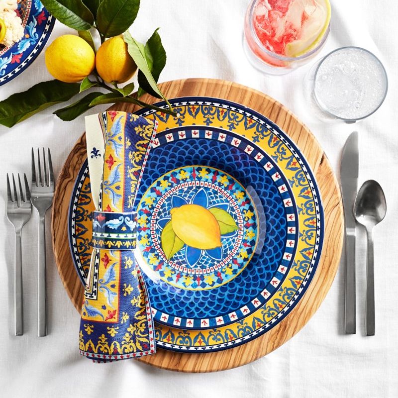 Blue Mosaic Melamine Salad Plates