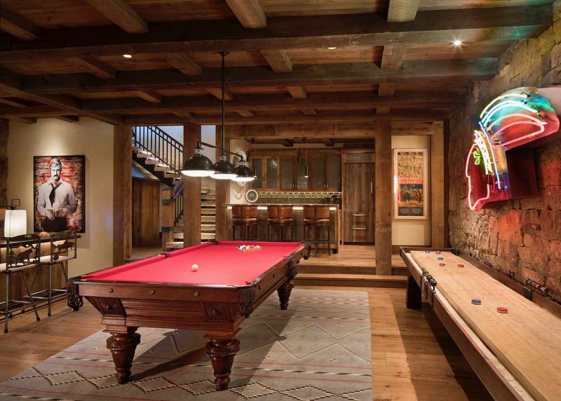 Basement Wet Bars With Vintage Neon Signs